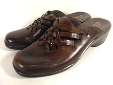 CLARKS WOMEN'S MULE HEELS SHOES BROWN 7.5M LEATHER S1