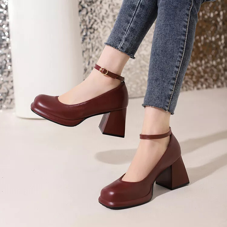 SIMANLAN Womens Dance Shoes Heels Dress Pumps Comfort Mary Jane Ladies Block  Dancing Shoe Women Latin Wine Red 7 - Walmart.com