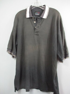 Greg Norman Men's Size Large L Solid Black 100% Cotton Short Sleeve Polo Shirt