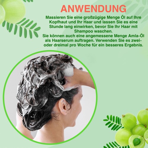 Amla Öl Haaröl Haarwachstum gegen Schuppen Haarausfall Kaltgepresst rein Vegan - Bild 7 von 15