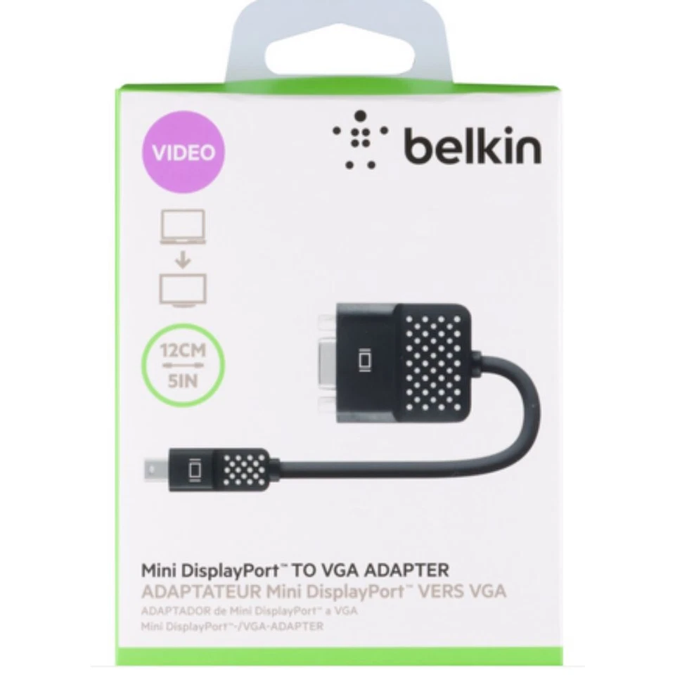 Belkin Mini Display Port auf VGA Adapter Konventer Stecker TV/Monitor Schwa - Bild 3 von 4