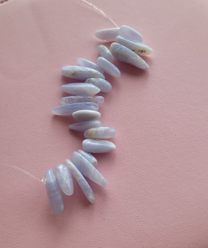 Blue Lace Agate Chalcedony Drops Jewellery Maker Crystal Gemstone Beads - Picture 6 of 9