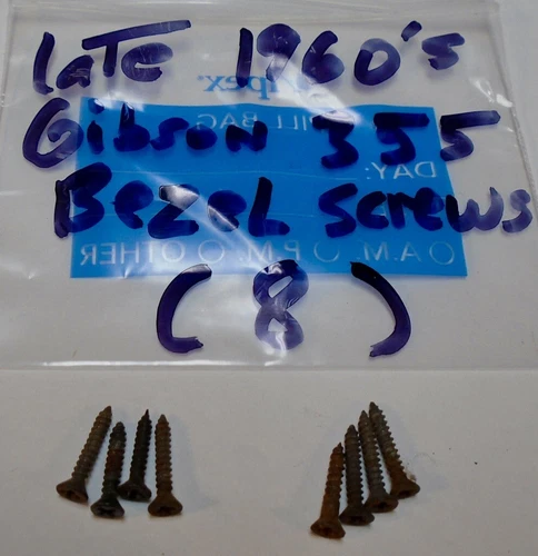 Late 60's Gibson ES-355 P/U Bezel screws, 2 sets of 4, 8 total, Orig. issue