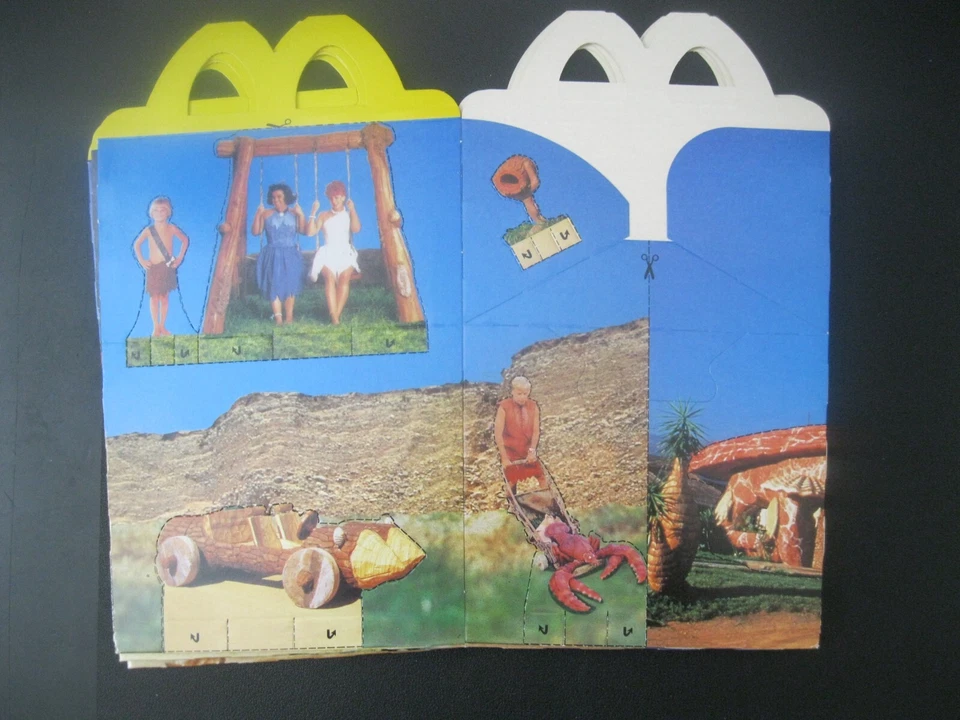 Los Picapiedra "Juego completo de caja de comida feliz" como nuevo McDonald's/Europa 1994 Foto 3 de 4