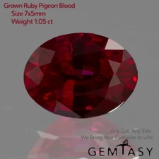 Cut stone - Ruby Pigeon blood Czochralski (Pulled) lab grown, 7x5mm 0.91-1.05ct