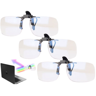 infactory 3er-Set Augenschonende Brillen-Clips, Blaulicht-Filter für Bildschirme
