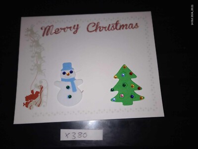 Luxus Handarbeit personalisiert Weihnachten weißer Baum Schneemann Strass Schlitten X380