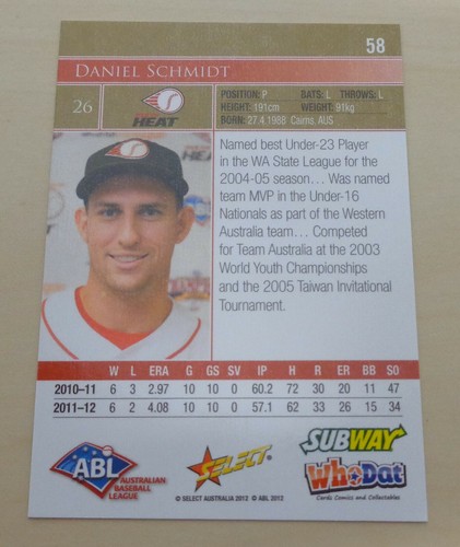 2012/13 Select PERTH HEAT Australian Baseball League (ABL) singles - Picture 6 of 16