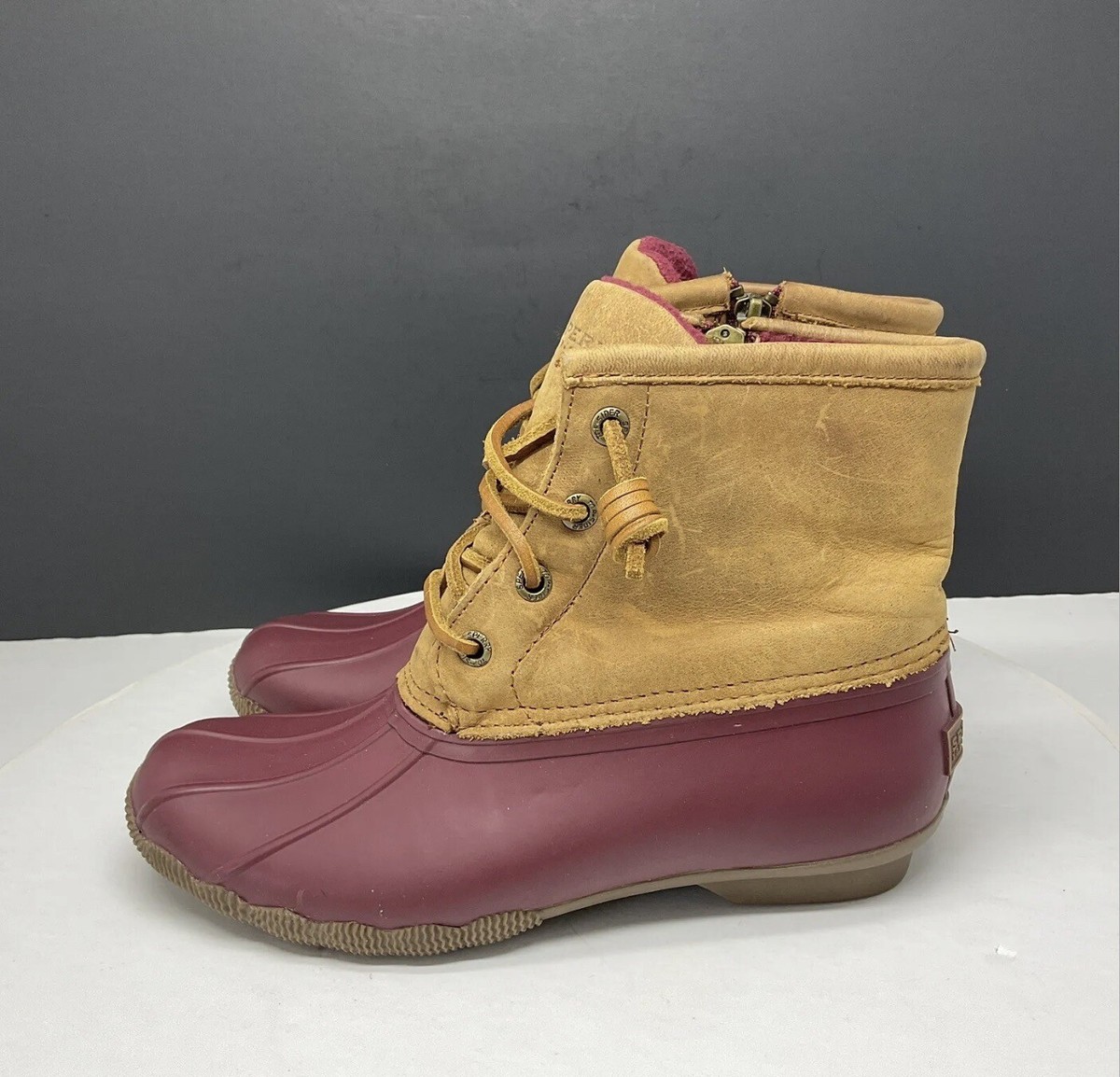 Sperry Saltwater Duck Boots Womens Waterproof Ankle Booties Tan