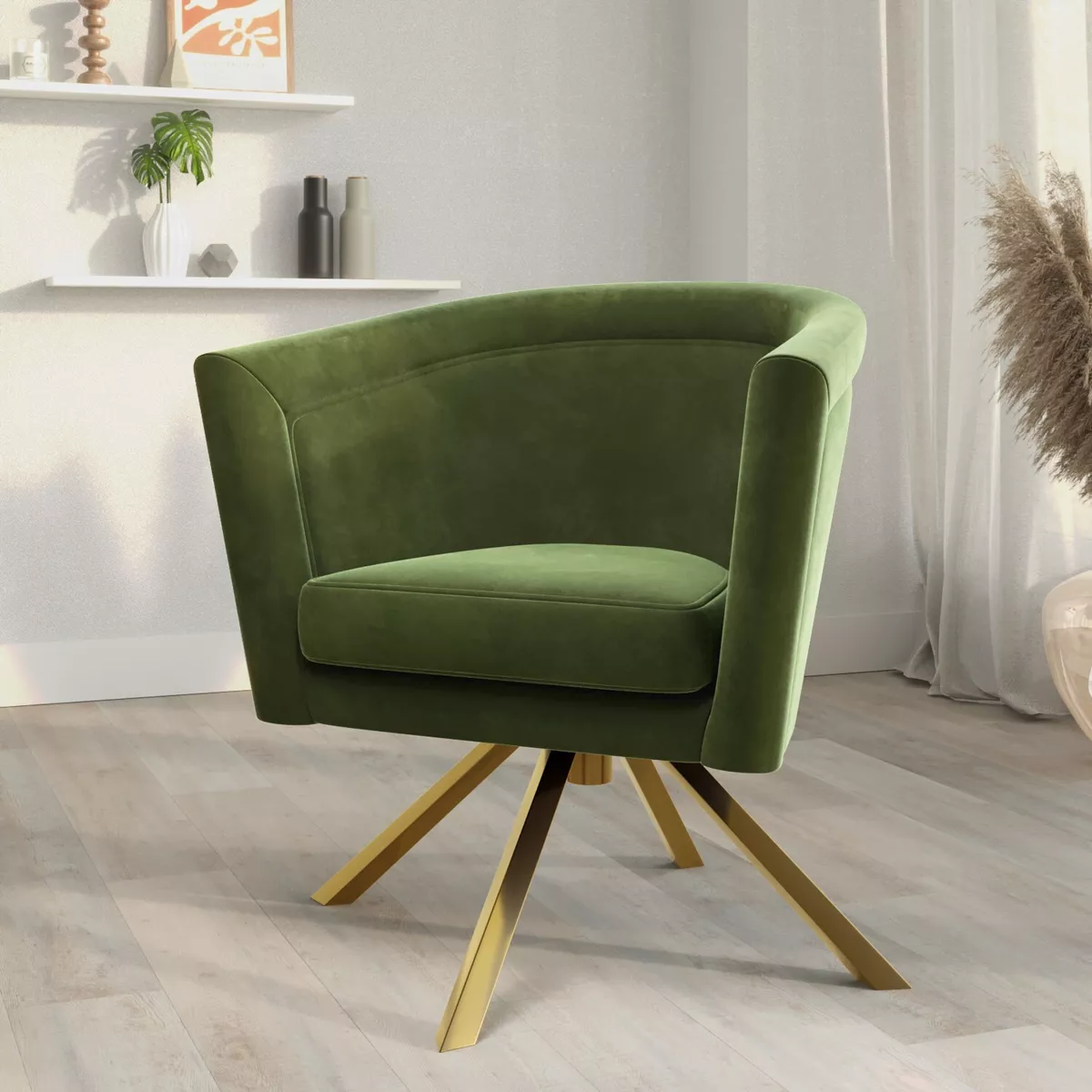Green Velvet Swivel Accent Chair Blaire BUN BLR001 88727 eBay