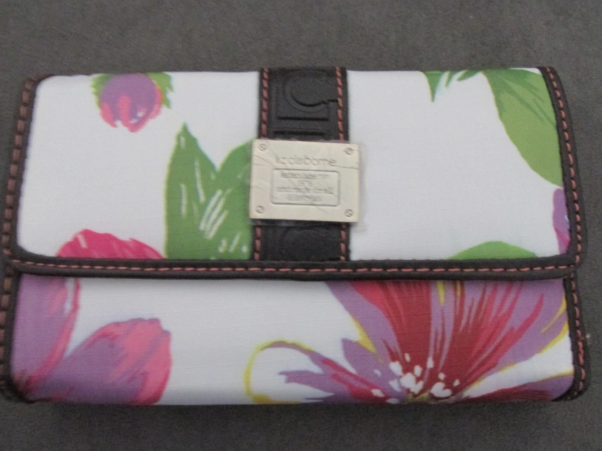 Liz Claiborne Floral Print fabric wallet with leather trim | eBay