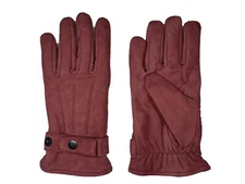 Men's Nubuc Suede Burgundy leather winter gloves w/ fleece lining  S- 3XL