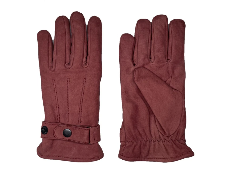 Guantes de invierno de cuero gamuza nobuc genuinos para hombre con forro polar S-3XL Foto 3 de 4