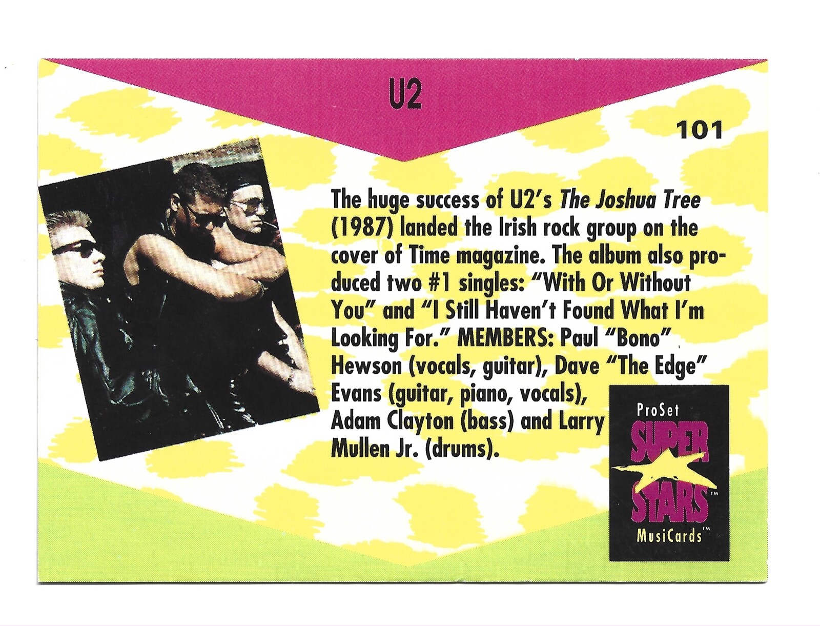 1991-92 ProSet Super Stars MusiCards #101 U2 Bono The Edge Pro Set Music  Cards | eBay