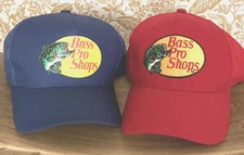 Bass Pro Shops 2 Hats Logo Gone Fishing/Trucker Cap Snapback  Red & Blue NEW