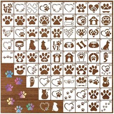 70pcs Small Paw Print Stencils for Painting on Wood Tiny Dog Cat Stencils and...