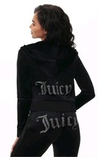 Juicy Couture Tracksuit Velour Women's Sz Large Black Set OG Y2K 2 Piece NWT