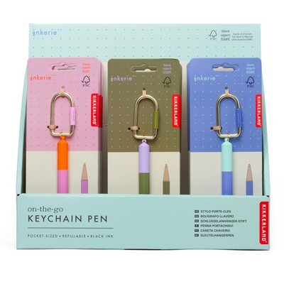 Kikkerland - Inkerie On-The-Go Keychain Pen - 0.5 Inches In Diamete... NEW