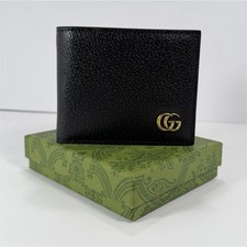 Gucci Men's Black Bifold Wallet with GG Logo, Credit Card Slots, Solid