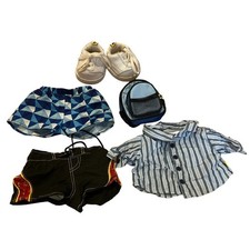 Build a Bear Backpack Tennis Shoes Shirt Swimsuits Board Shorts Boy Lot Of 5