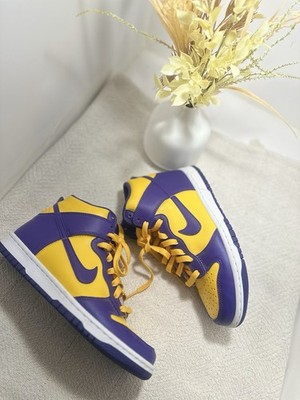 Nike Dunk High Colorblock Yellow Purple Basketball High Top Sneakers Men