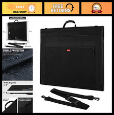 Lightweight Art Portfolio Bag 24x36 - Black Canvas Case with Shoulder Strap, Lea