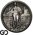 1918 Standing Liberty Quarter, Full Head Better Date, Choice AU++ FH