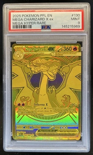 2025 Pokemon Phantasmal Flames Mega Charizard X ex Hyper Rare #130/094 PSA 9