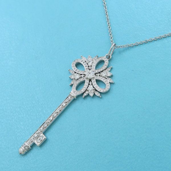 Tiffany & Co. Victoria Key Pendant Diamond Necklace Platinum Pt950
