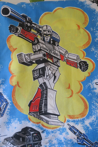 Vintage 1984 Transformers All Over Print Hasbro Flat Bed Sheet Original