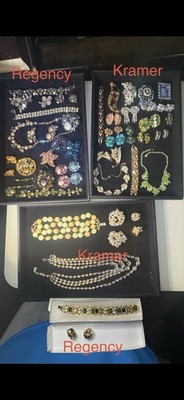Huge Collection Regency & Kramer  Vintage Jewelry Lot Brooch Necklace Earrings
