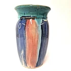 Hull Pottery Aztec Vase #82 Multicolor Drip Glaze Mission Arts Crafts USA