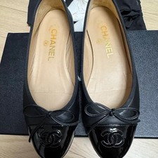 Chanel Ballerina Flat Size 35.5 Black Patent Leather Official