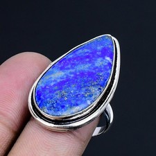 Lapis Lazuli 925 Silver Plated Handmade Ring of US Size 8