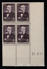 timbre France bloc de 4 coin daté   Léon  Gambetta  1938   num 378  */**