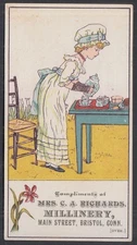 Mrs C A Richards Corrugated Corset Bristol CT trade card 1880s tea party