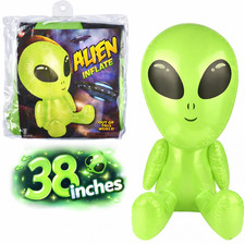 38" Green Galactic Alien Inflatable Big Head UFO Pool Party Halloween Blow Up