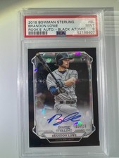 2019 Bowman Sterling Brandon Lowe Black Atomic Refractor /10 Auto PSA 9