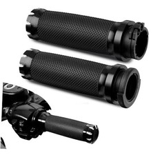 Black 1" Cable Throttle Control Handlebar Grips for Harley - 1" Handlebar Grips