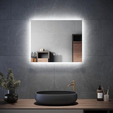 LED Bathroom Mirror 600x500mm Bluetooth Shaver Socket Demister Wall