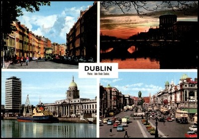 Vintage Dublin Ireland John Hinde Postcard Multi-View City Scenes Chrome