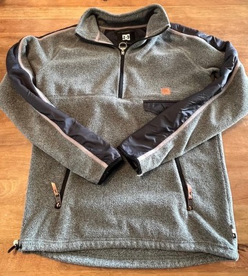 DC Shoes Co Resistance Series Mens 1/4 Zip Fleece Jacket Size Medium Grey/Black