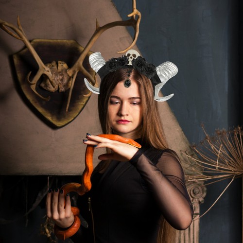 Devil Horn Veil Miss Fashion Headband for Women Hair Decor Halloween Headdress - Picture 6 of 12