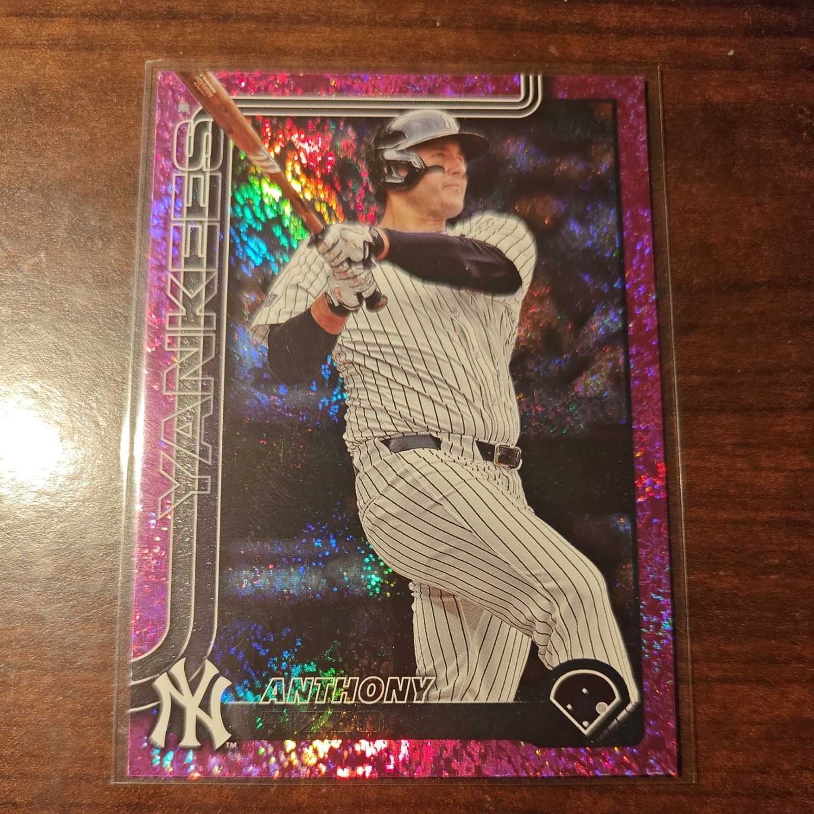 Anthony Rizzo Pink Speckle Holo 2025 Topps Series 1 #14 Yankees
