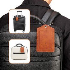 Anti Loss Metal Hook PU Travel Label Hide Personal Info Card For Business Trip