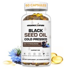 ORGANICS NATURE Black Seed Oil Cold Pressed Capsules - 60 Count Pack of 1 
