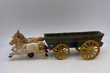 Antique Cast Iron Horse Pulling Wagon Toy