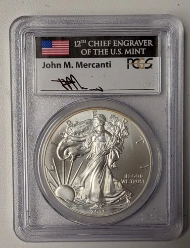 2015 American Silver Eagle PCGS MS70 First Strike John Mercanti Signed - A338
