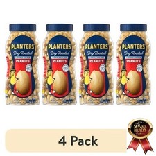  4 pack Lightly Salted Dry Roasted Peanuts, Party Snacks , 16 oz Jar