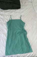 Women’s Nine West Short Teal Wrap Dress Size L With Hook And Zipper